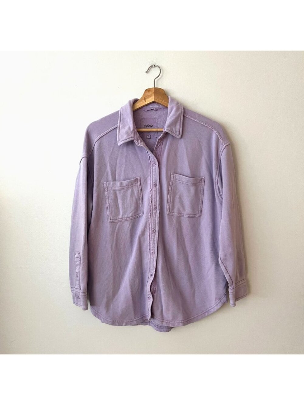 Aerie Lumber Jane Fleece Shirt Purple Button Up Women's Size XS